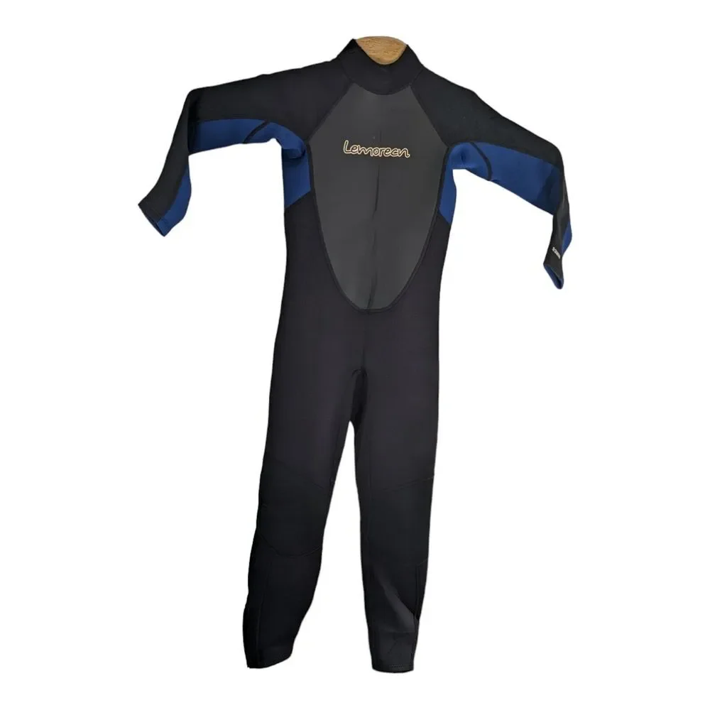 Lemorecn‎ Kids Size 12 Black Royal Blue Swimming Surfing  Ocean Wetsuit Back Zip